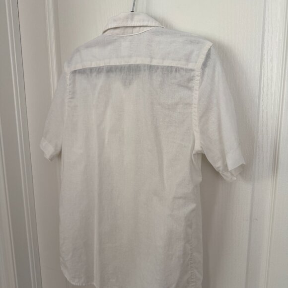 GAP Kids White Linen/Cotton Short Sleeve Button Down Shirt Size 10 - Picture 5 of 6